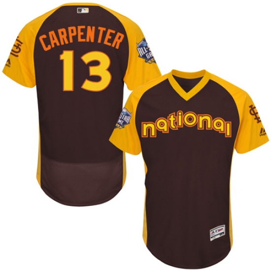 Men's Majestic St. Louis Cardinals #13 Matt Carpenter Brown 2016 All-Star National League BP Authentic Collection Flex Base MLB Jersey - Ujersey