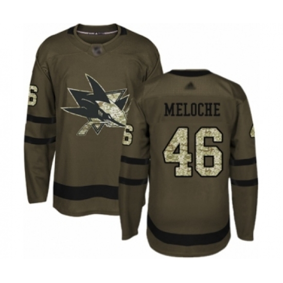 Men's San Jose Sharks #46 Nicolas Meloche Authentic Green Salute to Service Hockey Jersey - Ujersey