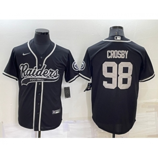 Men's Las Vegas Raiders #98 Maxx Crosby Black Stitched MLB Cool Base Nike Baseball Jersey - Ujersey