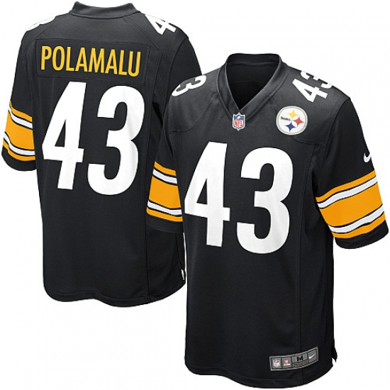Men's Nike Pittsburgh Steelers #43 Troy Polamalu Game Black Team Color NFL Jersey - Ujersey