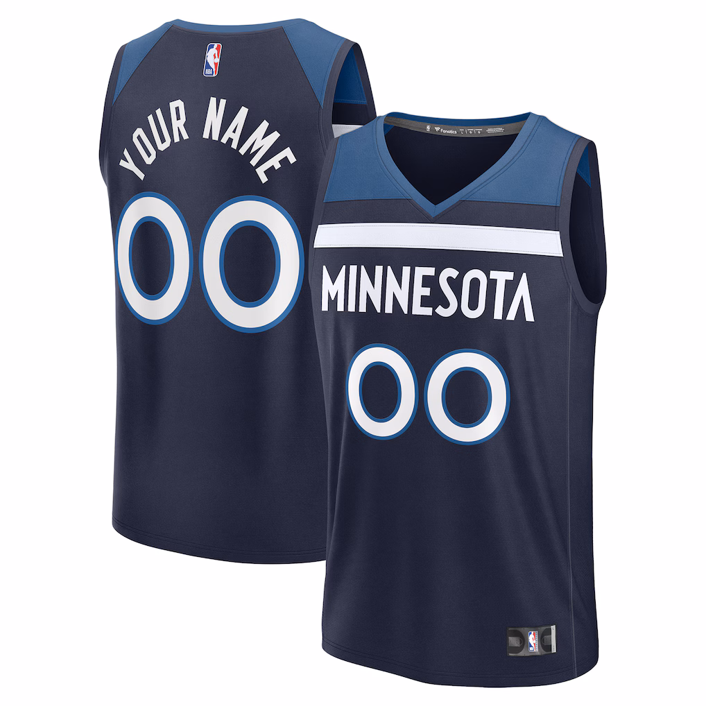 Men's Minnesota Timberwolves Fanatics Navy Fast Break Custom Jersey - Icon Edition - Vujersey Los Angeles Rams
