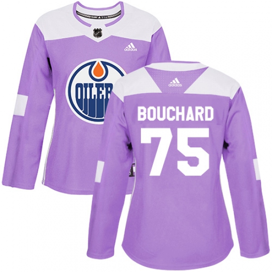 Women's Adidas Edmonton Oilers #75 Evan Bouchard Authentic Purple Fights Cancer Practice NHL Jersey - Ujersey