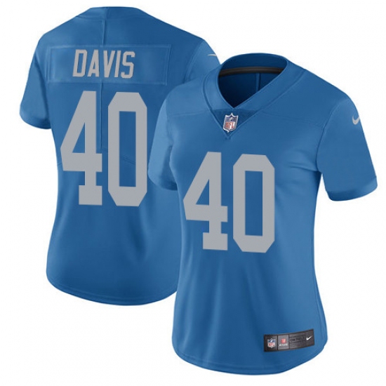 Women's Nike Detroit Lions #40 Jarrad Davis Elite Blue Alternate NFL Jersey - Ujersey