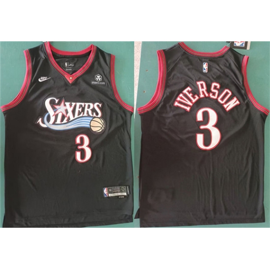 Men's Philadelphia 76ers #3 Allen Iverson Black 2025 Classic Edition Stitched Stitched Jersey - Ujersey