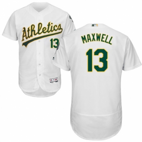 Men's Majestic Oakland Athletics #13 Bruce Maxwell White Home Flex Base Authentic Collection MLB Jersey - Ujersey