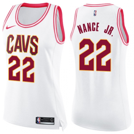 Women's Nike Cleveland Cavaliers #22 Larry Nance Jr. Swingman White/Pink Fashion NBA Jersey - Ujersey
