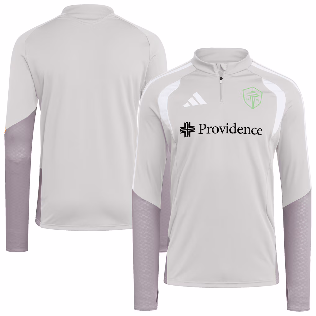 Men's Seattle Sounders FC adidas Silver 2026 Tiro Competition Quarter-Zip Training Top - ujerseystore