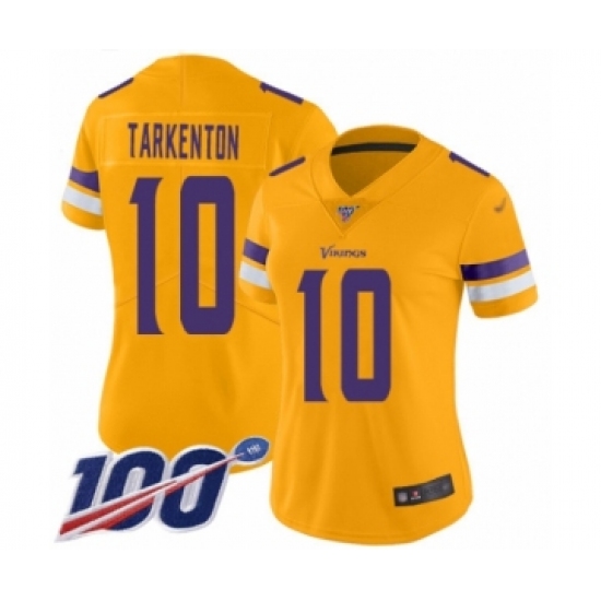 Women's Minnesota Vikings #10 Fran Tarkenton Limited Gold Inverted Legend 100th Season Football Jersey - Ujersey