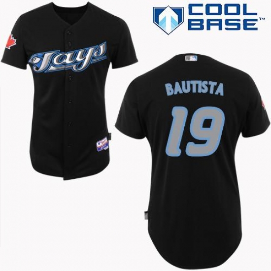 Men's Majestic Toronto Blue Jays #19 Jose Bautista Authentic Black Cool Base MLB Jersey - Ujersey
