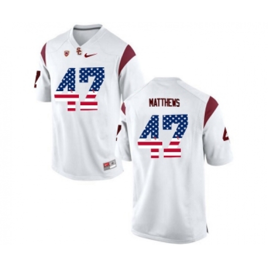 USC Trojans 47 Clay Matthews White USA Flag College Football Jersey - Ujersey