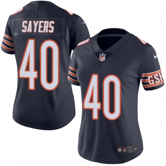 Women's Nike Chicago Bears #40 Gale Sayers Navy Blue Team Color Vapor Untouchable Limited Player NFL Jersey - Ujersey