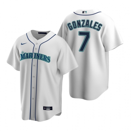 Men's Nike Seattle Mariners #7 Marco Gonzales White Home Stitched Baseball Jersey - Ujersey