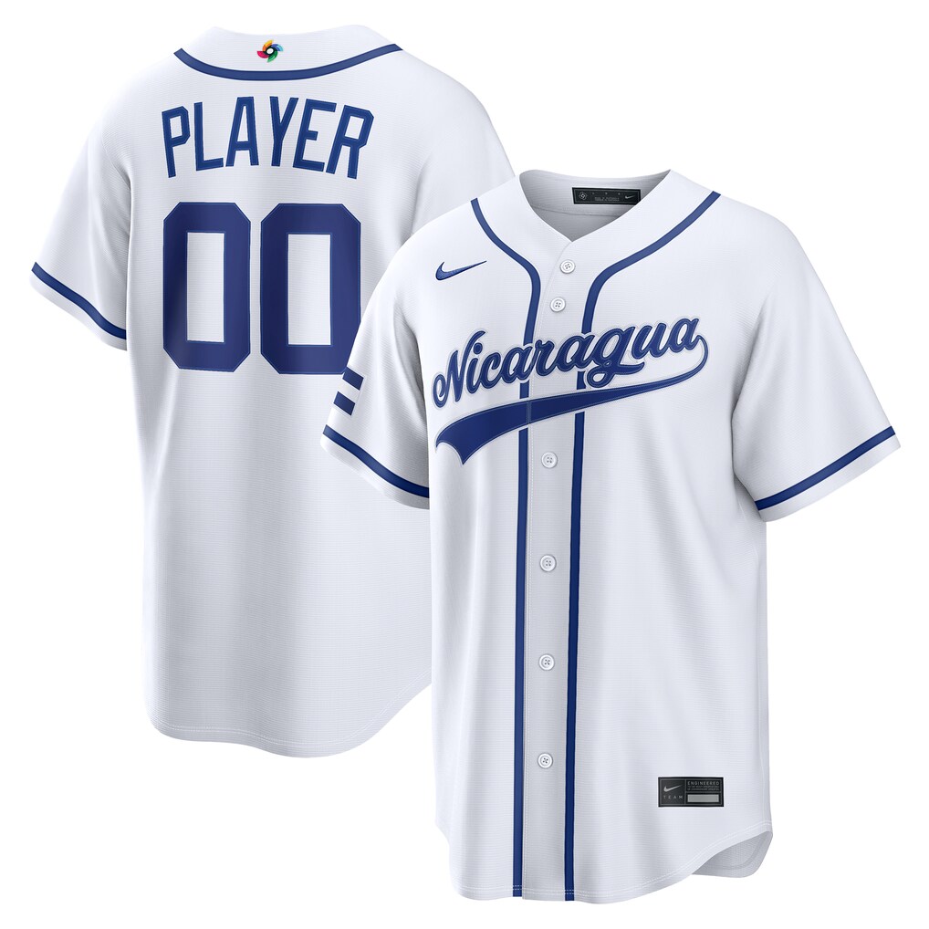 Men's Nicaragua Baseball Nike White 2026 World Baseball Classic Home Pick-A-Player Jersey - U-jersey
