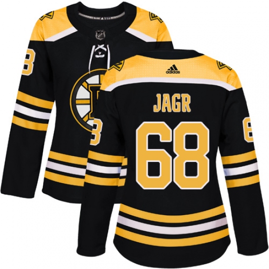 Women's Adidas Boston Bruins #68 Jaromir Jagr Authentic Black Home NHL Jersey - Ujersey