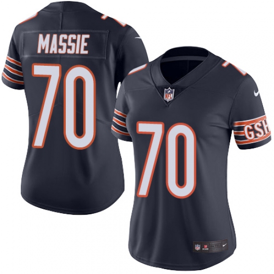 Women's Nike Chicago Bears #70 Bobby Massie Navy Blue Team Color Vapor Untouchable Limited Player NFL Jersey - Ujersey