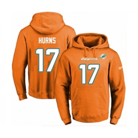 Football Men's Miami Dolphins #17 Allen Hurns Orange Name & Number Pullover Hoodie - Ujersey