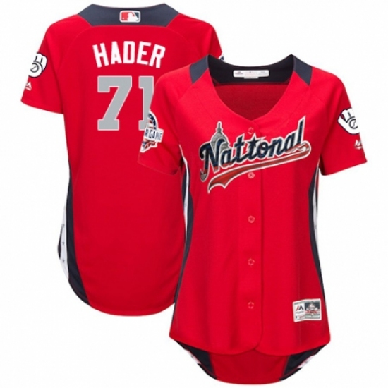 Women's Majestic Milwaukee Brewers #71 Josh Hader Game Red National League 2018 MLB All-Star MLB Jersey - Ujersey