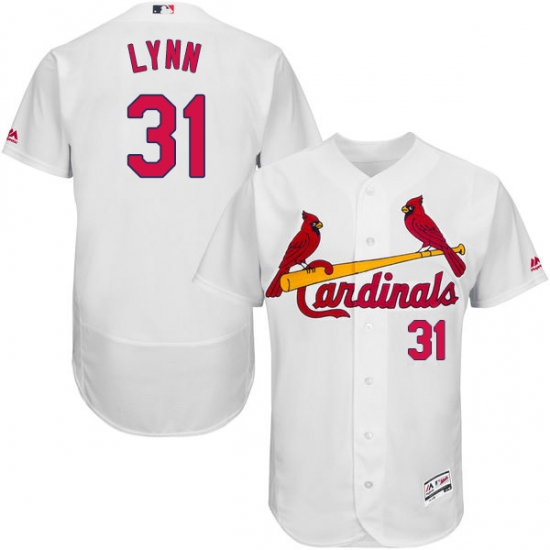 Men's Majestic St. Louis Cardinals #31 Lance Lynn White Home Flex Base Authentic Collection MLB Jersey - Ujersey