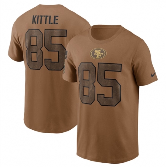 Men's San Francisco 49ers #85 George Kittle 2023 Brown Salute To Service T Shirt - Ujersey