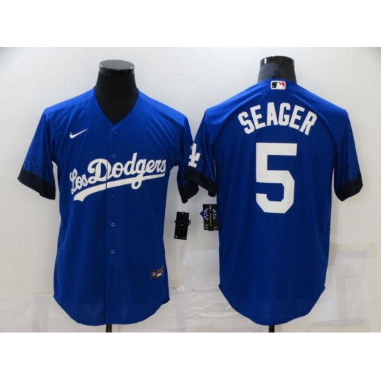 Men's Nike Los Angeles Dodgers #5 Corey Seager Blue Game City Player Jersey - Ujersey