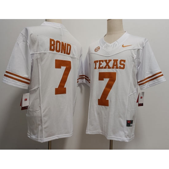 Men's Texas Longhorns #7 Isaiah Bond White FUSE Stitched Jersey - Ujersey