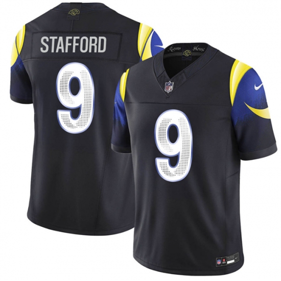 Men's Los Angeles Rams #9 Matthew Stafford Black 2025 F.U.S.E. “Rivalries” Vapor Limited Football Stitched Jersey - Ujersey