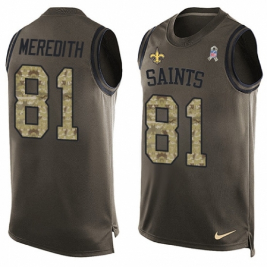 Men's Nike New Orleans Saints #81 Cameron Meredith Limited Green Salute to Service Tank Top NFL Jersey - Ujersey