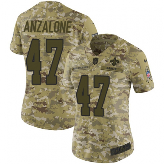 Women's Nike New Orleans Saints #47 Alex Anzalone Limited Camo 2018 Salute to Service NFL Jersey - Ujersey