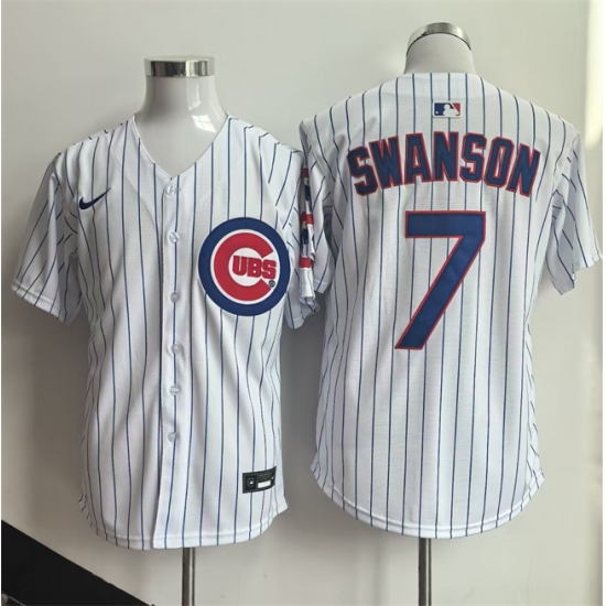 Men's Chicago Cubs #7 Dansby Swanson White Home Limited Stitched Baseball Jersey - Ujersey