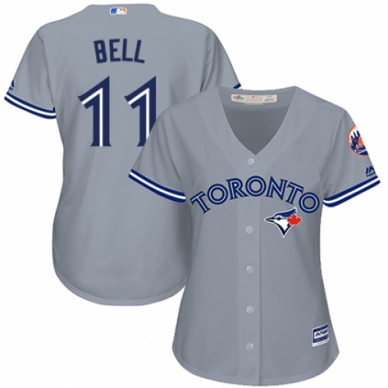 Women's Majestic Toronto Blue Jays #11 George Bell Authentic Grey Road MLB Jersey - Ujersey