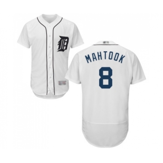 Men's Detroit Tigers #8 Mikie Mahtook White Home Flex Base Authentic Collection Baseball Jersey - Ujersey