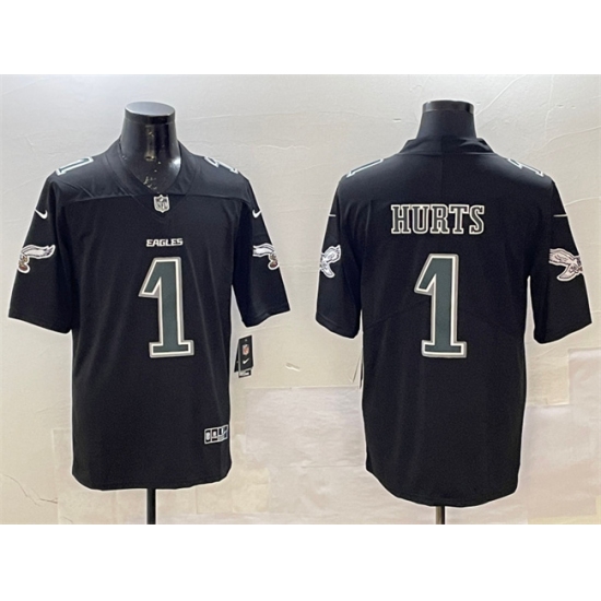 Men's Philadelphia Eagles #1 Jalen Hurts Black Fashion New Vapor Untouchable Limited Stitched Football Jersey - Ujersey