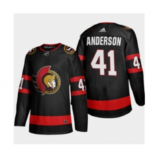 Men's Ottawa Senators #41 Craig Anderson Black 2020-21 Authentic Player Away Stitched Hockey Jersey - Ujersey