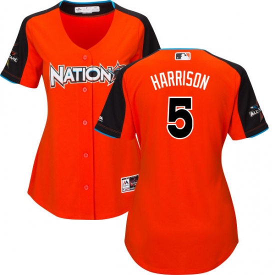 Women's Majestic Pittsburgh Pirates #5 Josh Harrison Authentic Orange National League 2017 MLB All-Star MLB Jersey - Ujersey