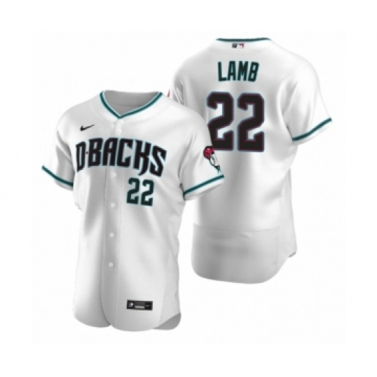 Men's Arizona Diamondbacks #22 Jake Lamb Nike White Teal Authentic 2020 Alternate Jersey - Ujersey