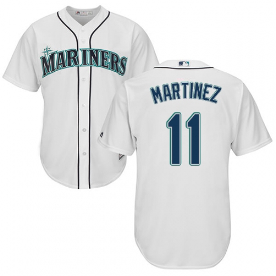 Youth Majestic Seattle Mariners #11 Edgar Martinez Authentic White Home Cool Base MLB Jersey - Ujersey