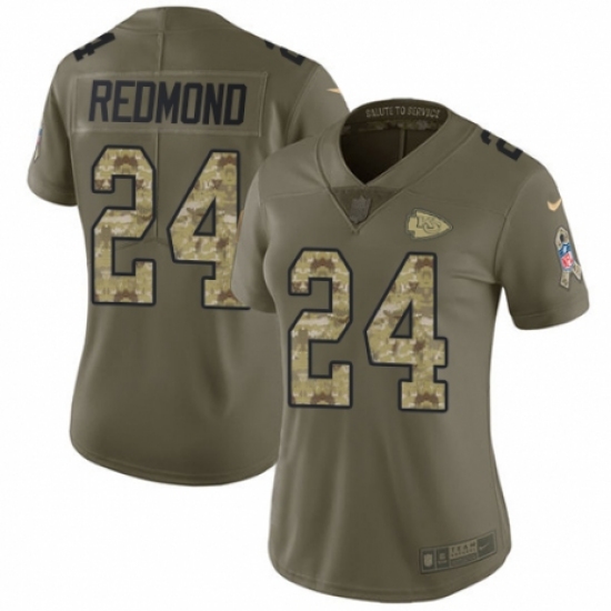 Women's Nike Kansas City Chiefs #24 Will Redmond Limited Olive/Camo 2017 Salute to Service NFL Jersey - Ujersey