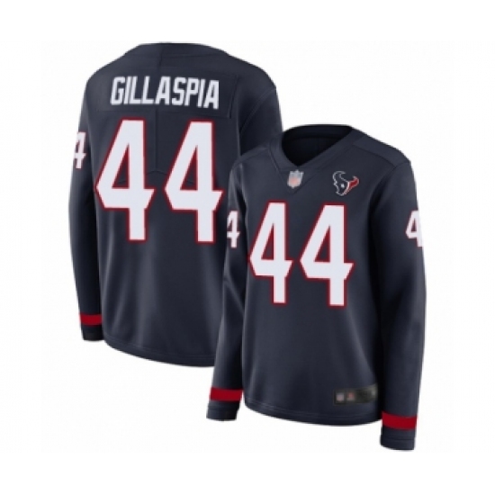 Women's Houston Texans #44 Cullen Gillaspia Limited Navy Blue Therma Long Sleeve Football Jersey - Ujersey