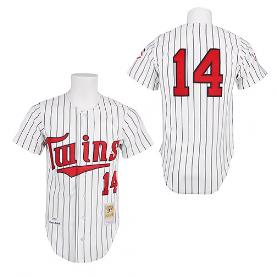 Men's Mitchell and Ness 1991 Minnesota Twins #14 Kent Hrbek Replica White Throwback MLB Jersey