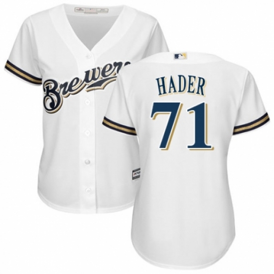 Women's Majestic Milwaukee Brewers #71 Josh Hader Authentic Navy Blue Alternate Cool Base MLB Jersey - Ujersey