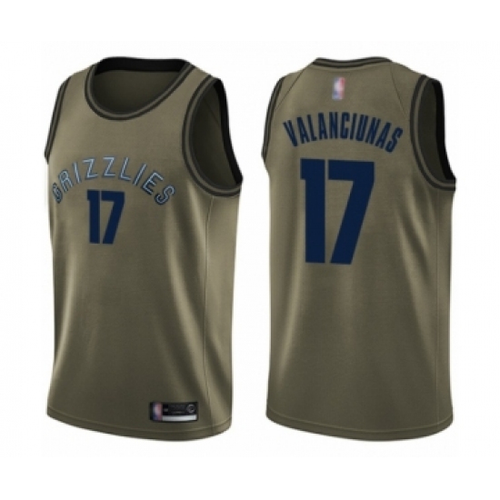 Youth Memphis Grizzlies #17 Jonas Valanciunas Swingman Green Salute to Service Basketball Jersey - Ujersey