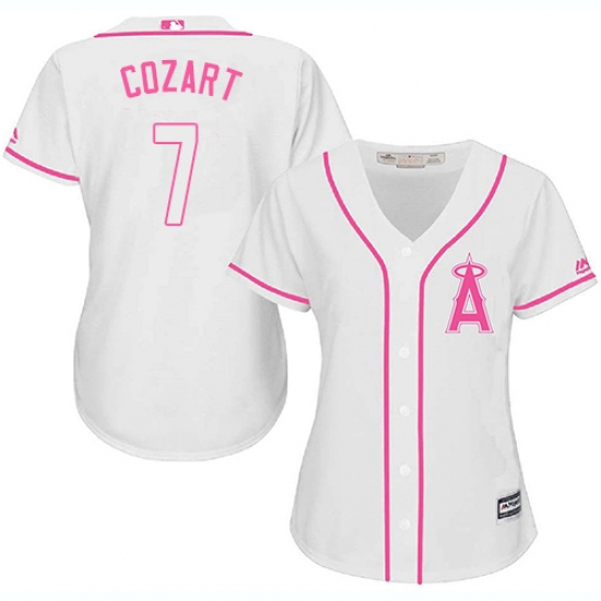 Women's Majestic Los Angeles Angels of Anaheim #7 Zack Cozart Replica White Fashion Cool Base MLB Jersey - Ujersey