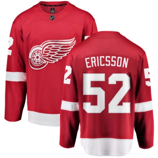 Youth Detroit Red Wings #52 Jonathan Ericsson Fanatics Branded Red Home Breakaway NHL Jersey - Ujersey