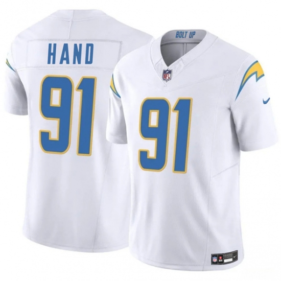 Men's Los Angeles Chargers #91 Da'Shawn Hand White 2025 F.U.S.E. Vapor Limited Football Stitched Jersey - Ujersey