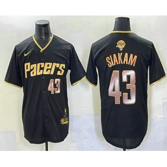Men's Indiana Pacers #43 Pascal Siakam Black Gold 2025 Finals Vapor Stitched Baseball Jersey - Ujersey