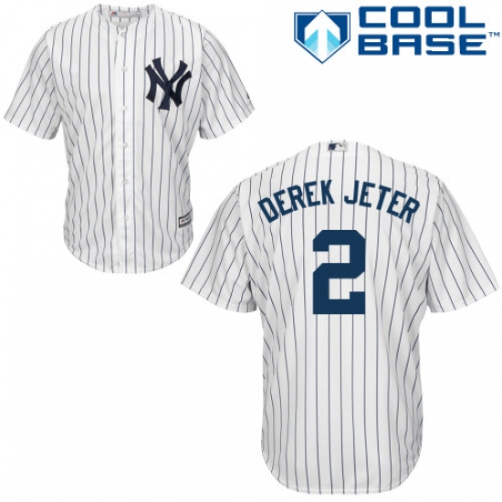 Youth Majestic New York Yankees #2 Derek Jeter Authentic White Home MLB Jersey - Ujersey