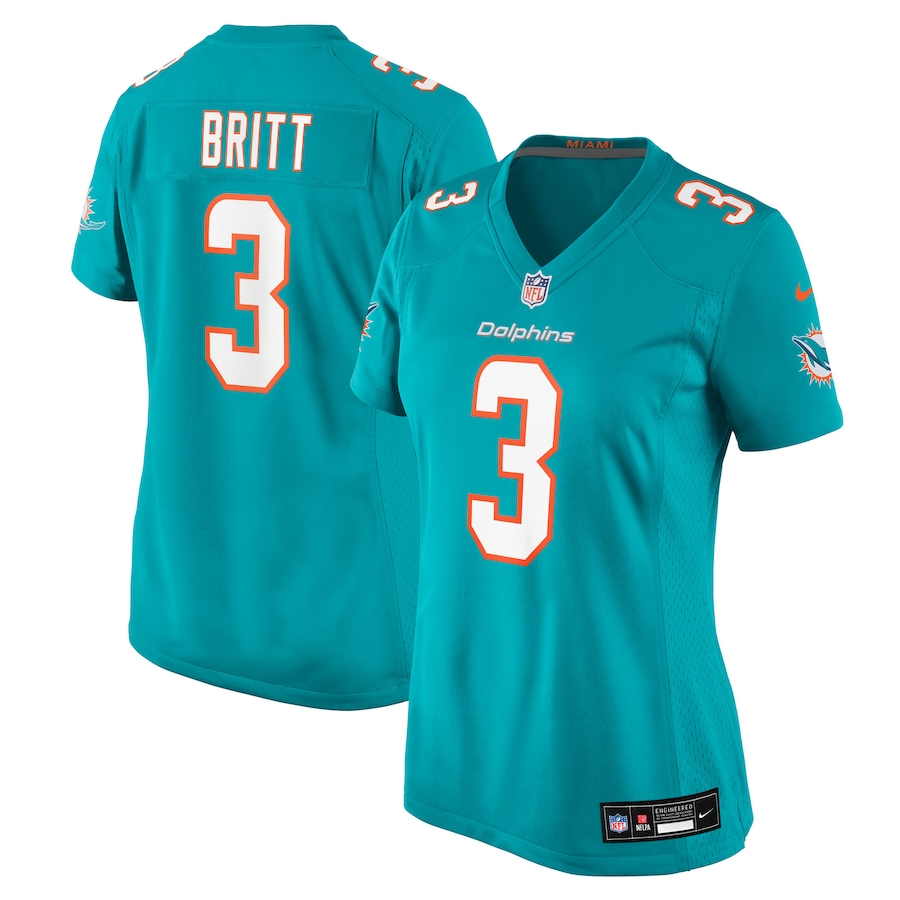 Women's Miami Dolphins K.J. Britt Nike Aqua Team Game Jersey - Ujersey