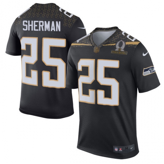 Men's Nike Seattle Seahawks #25 Richard Sherman Elite Black Team Irvin 2016 Pro Bowl NFL Jersey - Ujersey