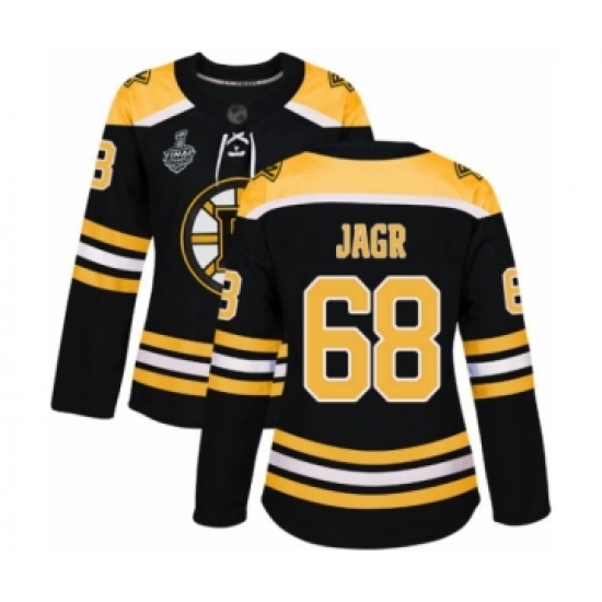 Women's Boston Bruins #68 Jaromir Jagr Authentic Black Home 2019 Stanley Cup Final Bound Hockey Jersey - Ujersey