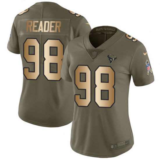 Women's Nike Houston Texans #98 D.J. Reader Limited Olive/Gold 2017 Salute to Service NFL Jersey - Ujersey
